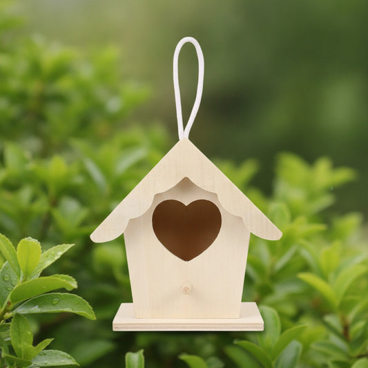 Mini Cage à Oiseaux en Bois Suspendue - Décoration de Jardin & Nid pour Perroquet