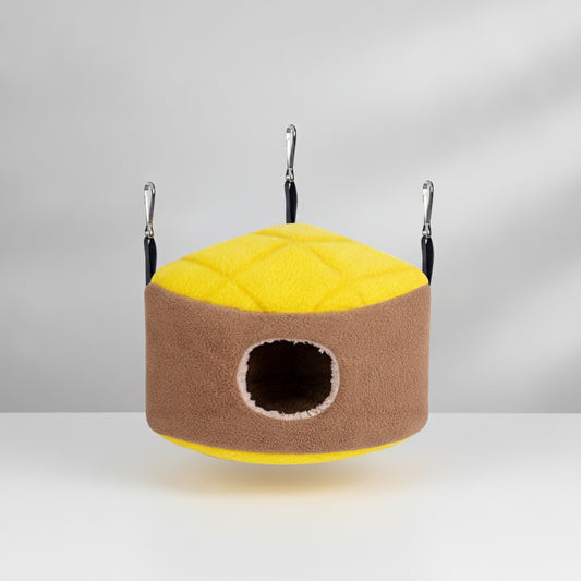 Nid d'Oiseau Peluche pour Hamsters Nains - Cachette Suspendue et Hamac Chaud