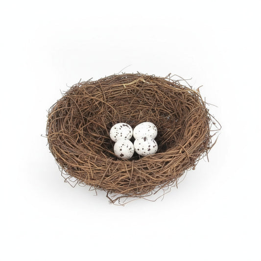 Nid d'oiseau rond en rotin fait main - Décoration artisanale pour jardin et maison
