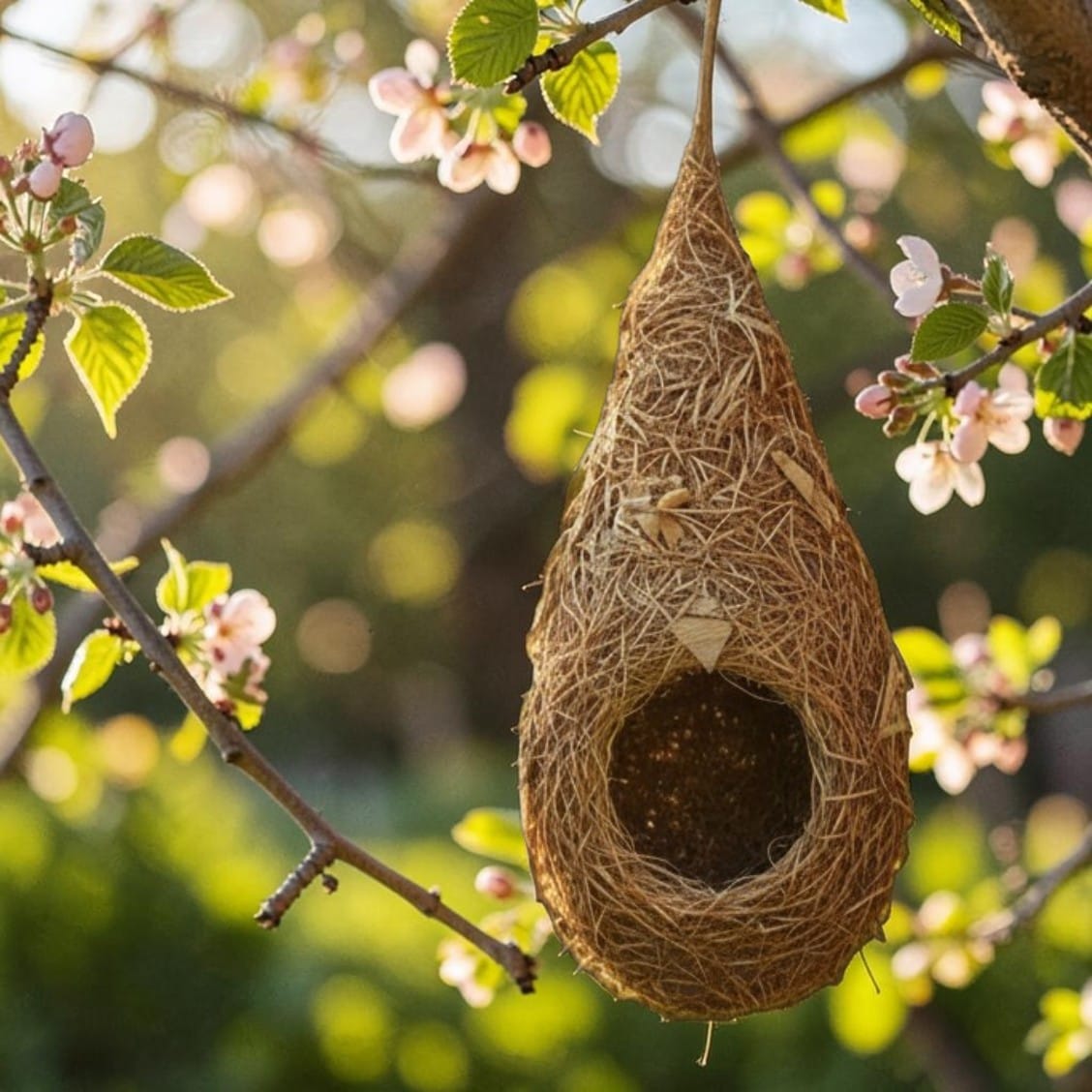 Lot de 2 Nichoirs en Herbe Naturelle Tressée pour Oiseaux – Nid Suspendu Goutte d'Eau